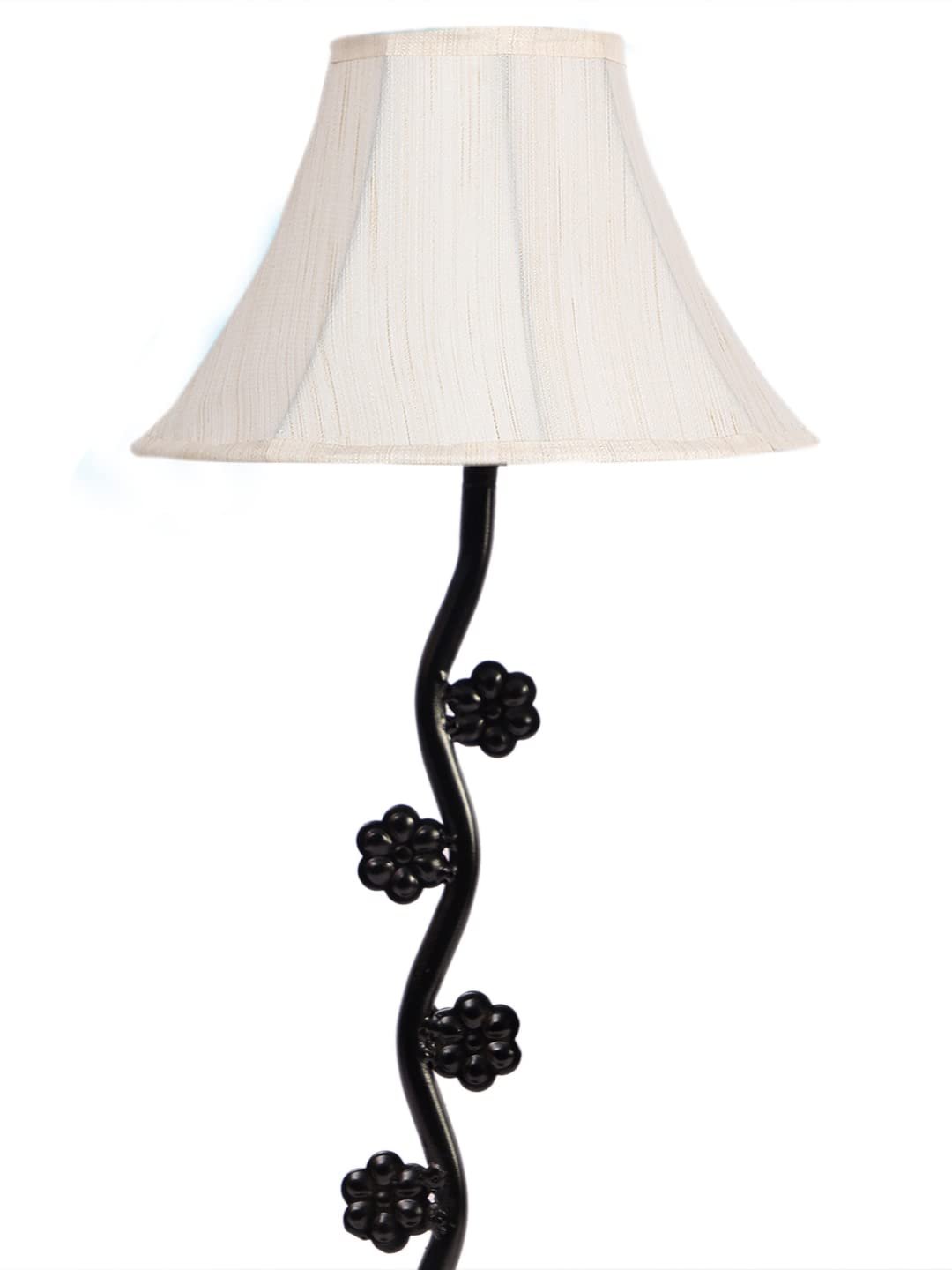 Off-White Cotton Zig Zag Tikli Table lamp with Iron Base (AE54)