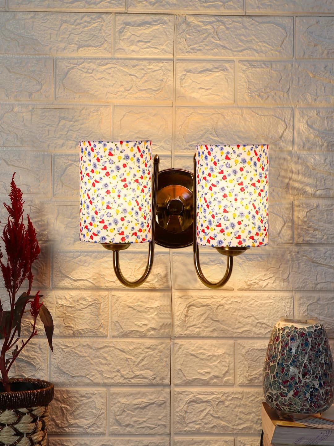 Vintage Multi Cotton Zig Zag Tikli Table lamp with Iron Base (AE56)