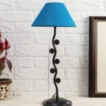 Turquoise Jute Zig Zag Tikli Table lamp with Iron Base (AE57)