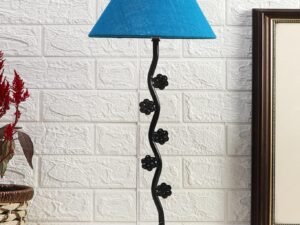 Turquoise Jute Zig Zag Tikli Table lamp with Iron Base (AE57)