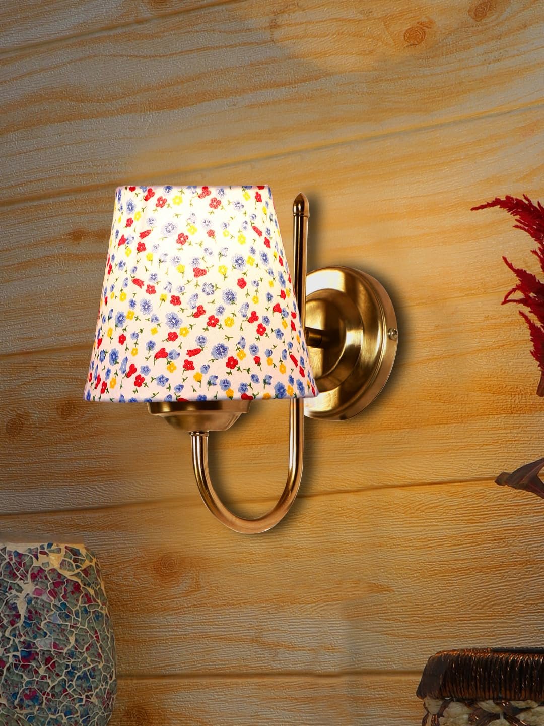 Black Wood Square Table lamp with Mosaic Glass (FD01)