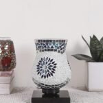 Black Wood Square Table lamp with Mosaic Glass (FD01)