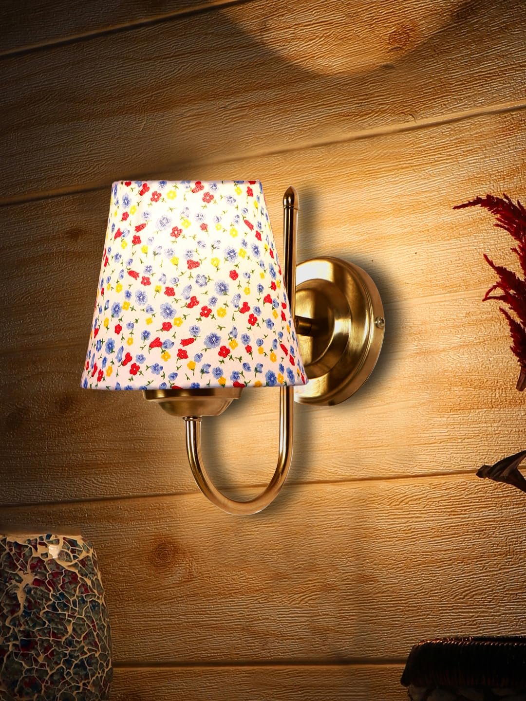Black Wood Square Table lamp with Mosaic Glass (FD01)