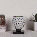 Black Wood Square Table lamp with Mosaic Glass -FD06