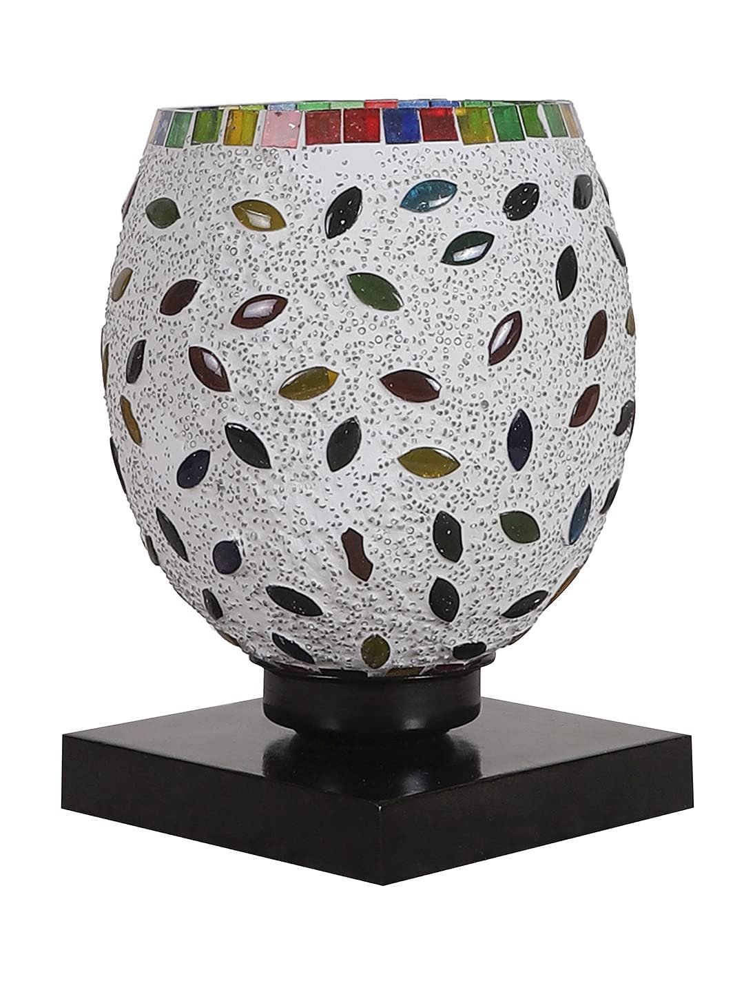 Black Wood Square Table lamp with Mosaic Glass -FD06