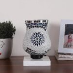 White Wood Square Table lamp with Mosaic Glass -FD39