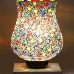 White Wood Square Table lamp with Mosaic Glass -FD40