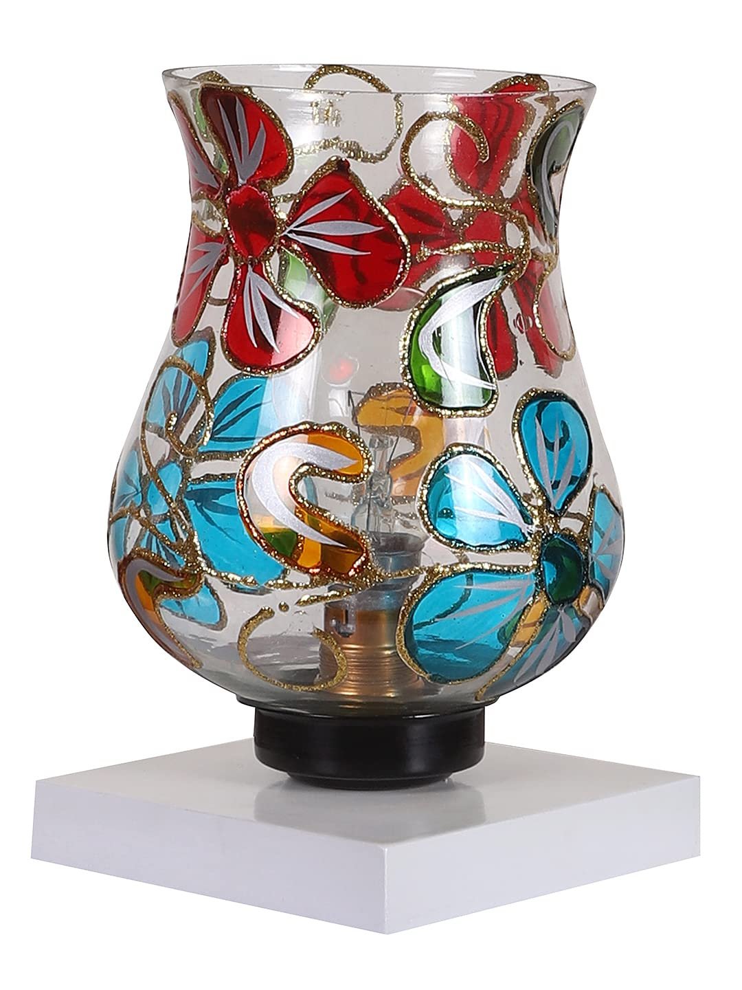 White Wood Square Table lamp with Mosaic Glass -FD41