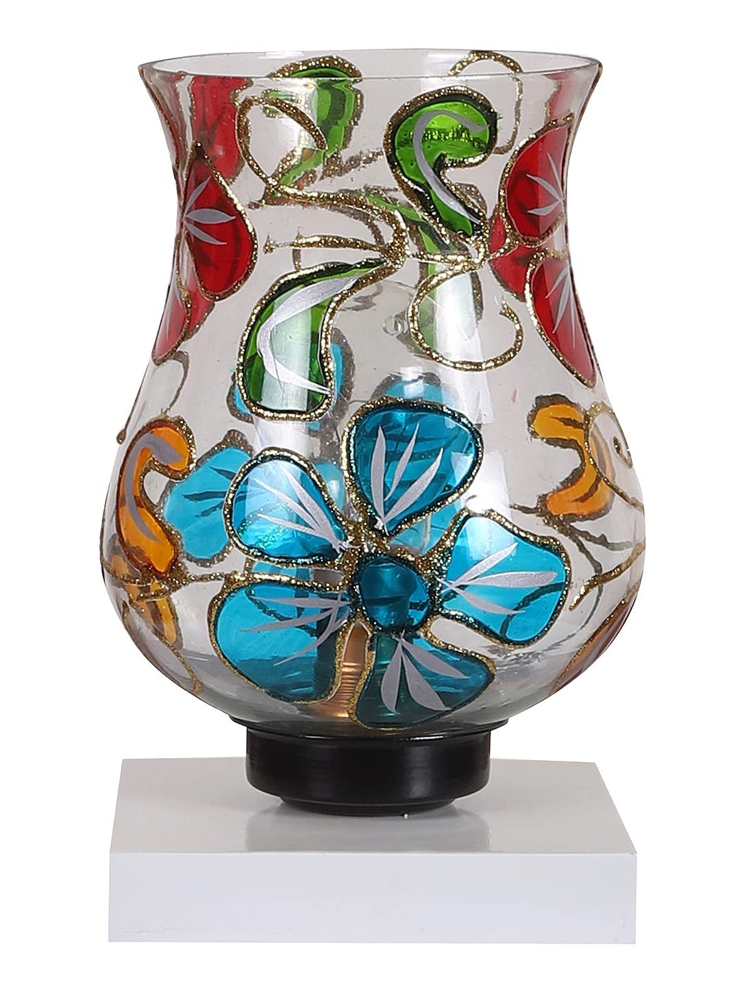 White Wood Square Table lamp with Mosaic Glass -FD41