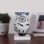 White Wood Square Table lamp with Mosaic Glass -FD42