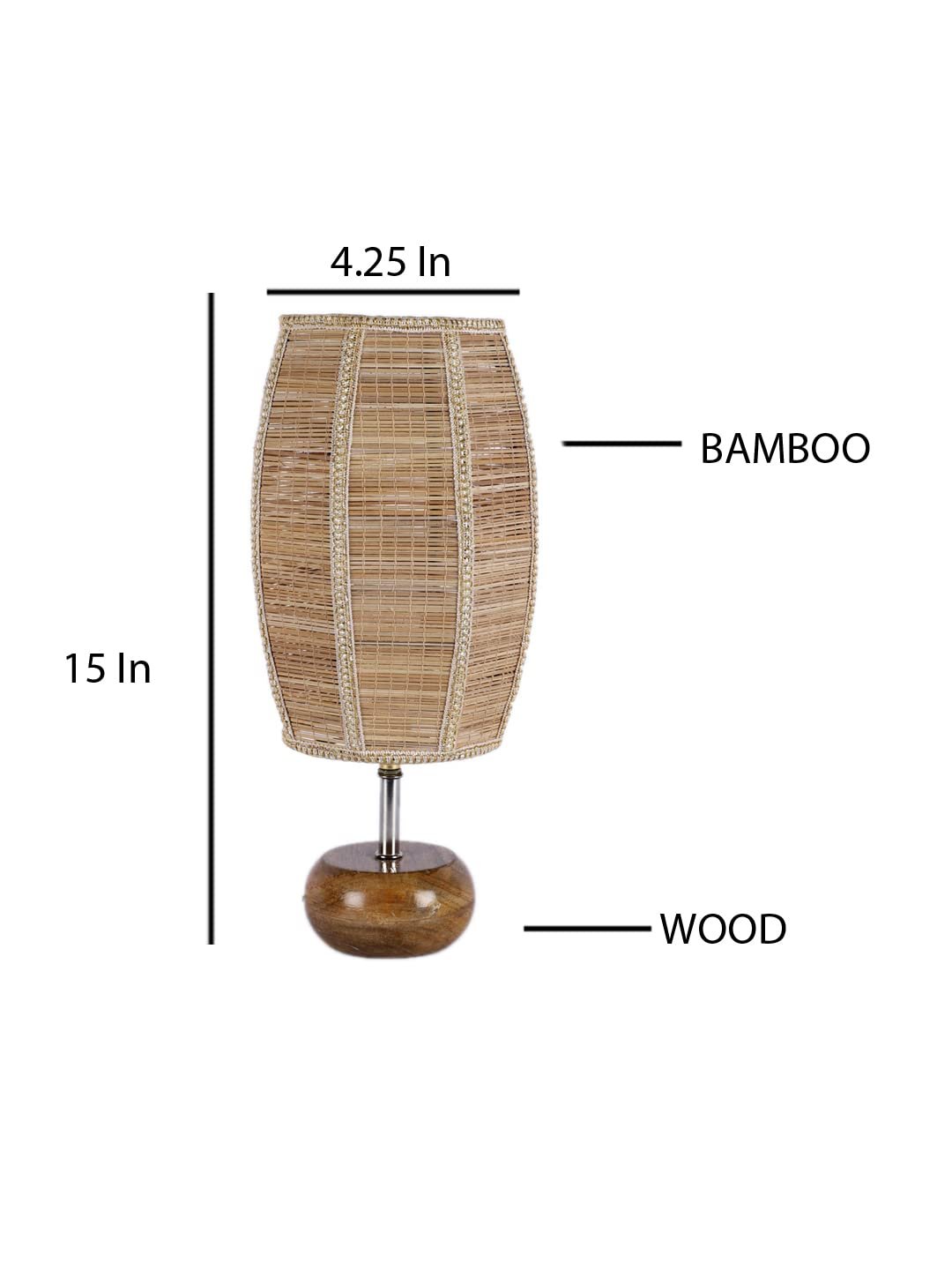 Wood Table lamp with Dholak Bamboo Shade