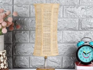 Wood Table lamp with Damru Bamboo Shade