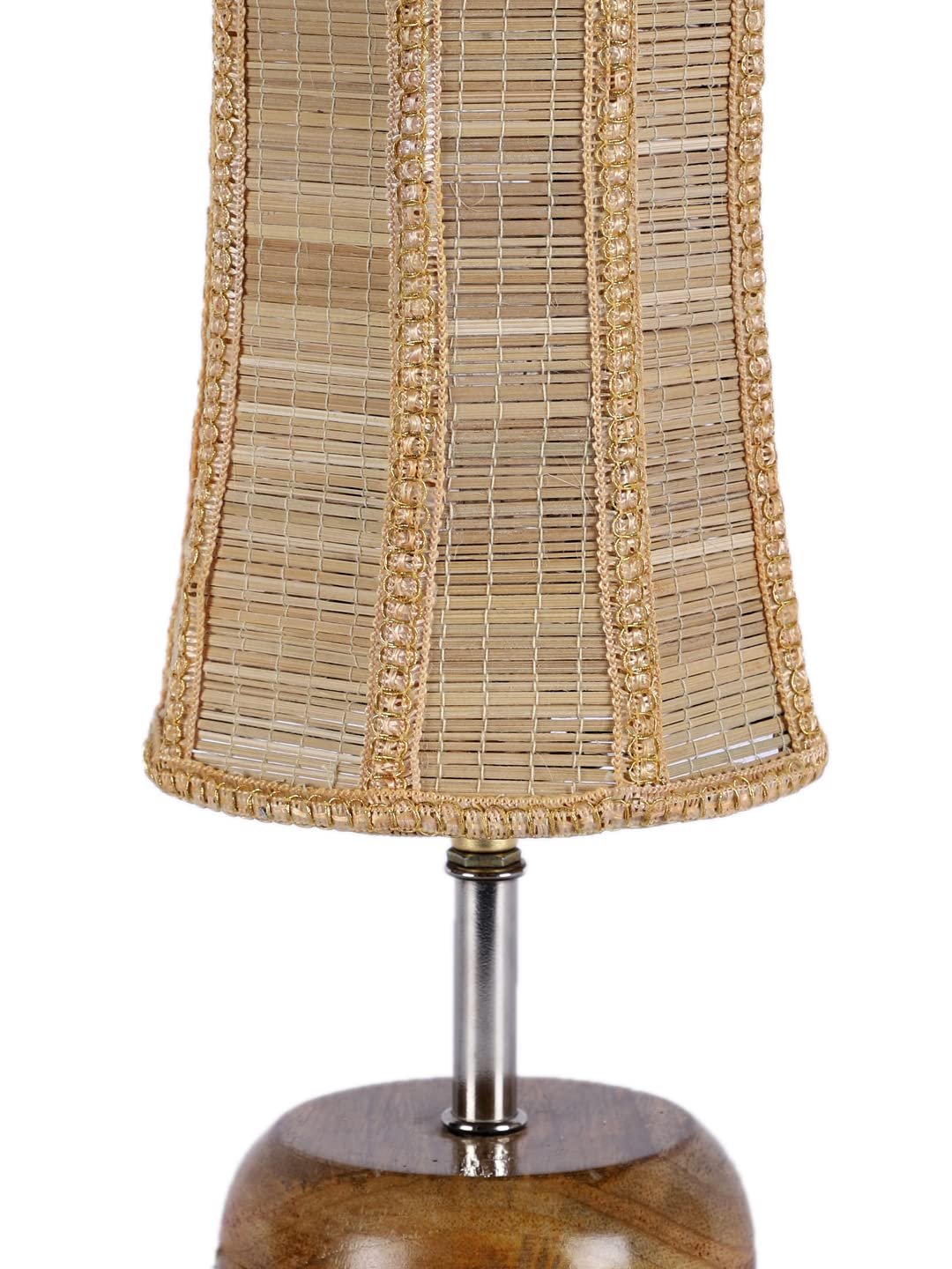 Wood Table lamp with Damru Bamboo Shade