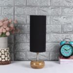 Wood Table lamp with Black Cotton Shade