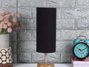 Wood Table lamp with Black Cotton Shade