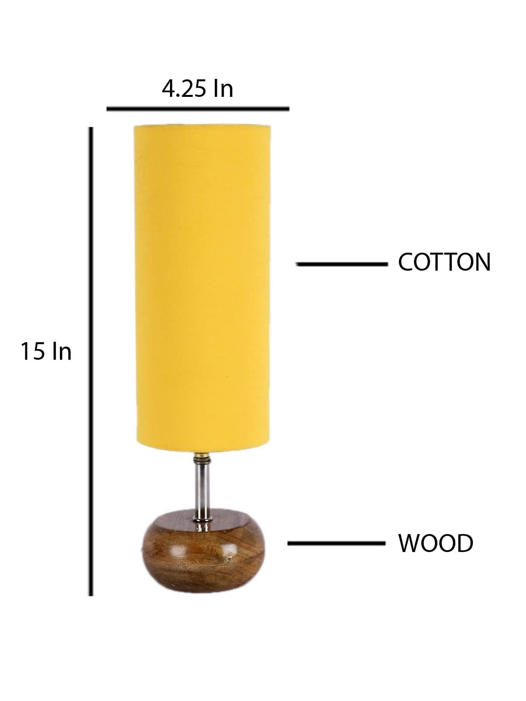 Wood Table lamp with Yellow Cotton Shade