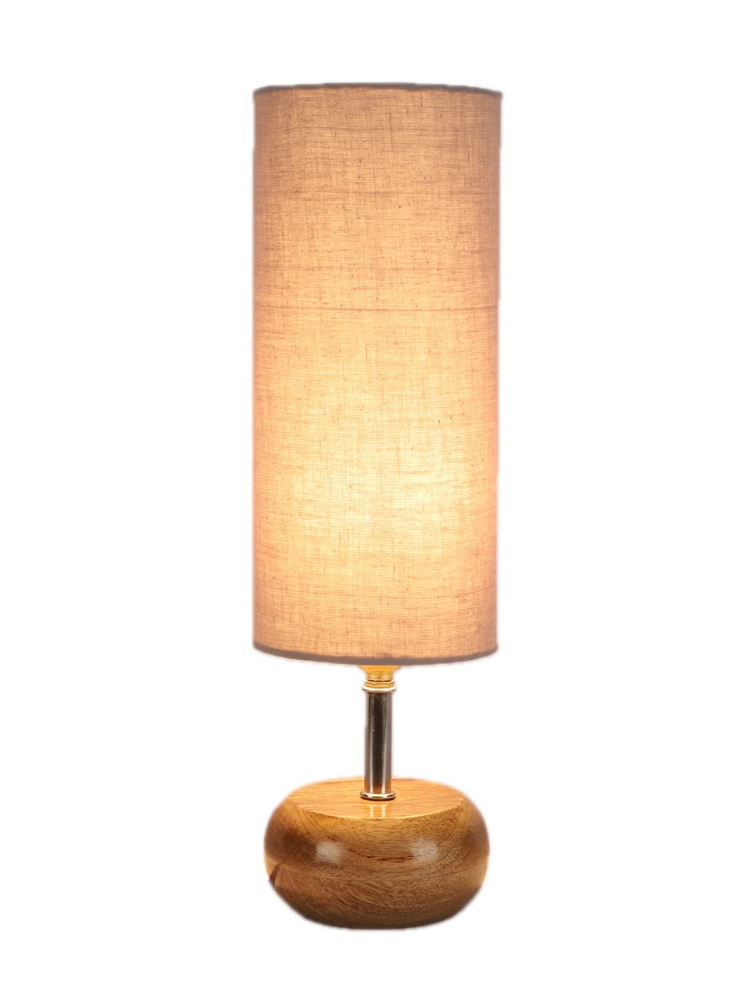 Wood Table lamp with Grey Cotton Shade