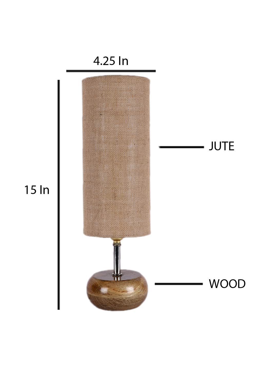 Wood Table lamp with Beige Jute Shade