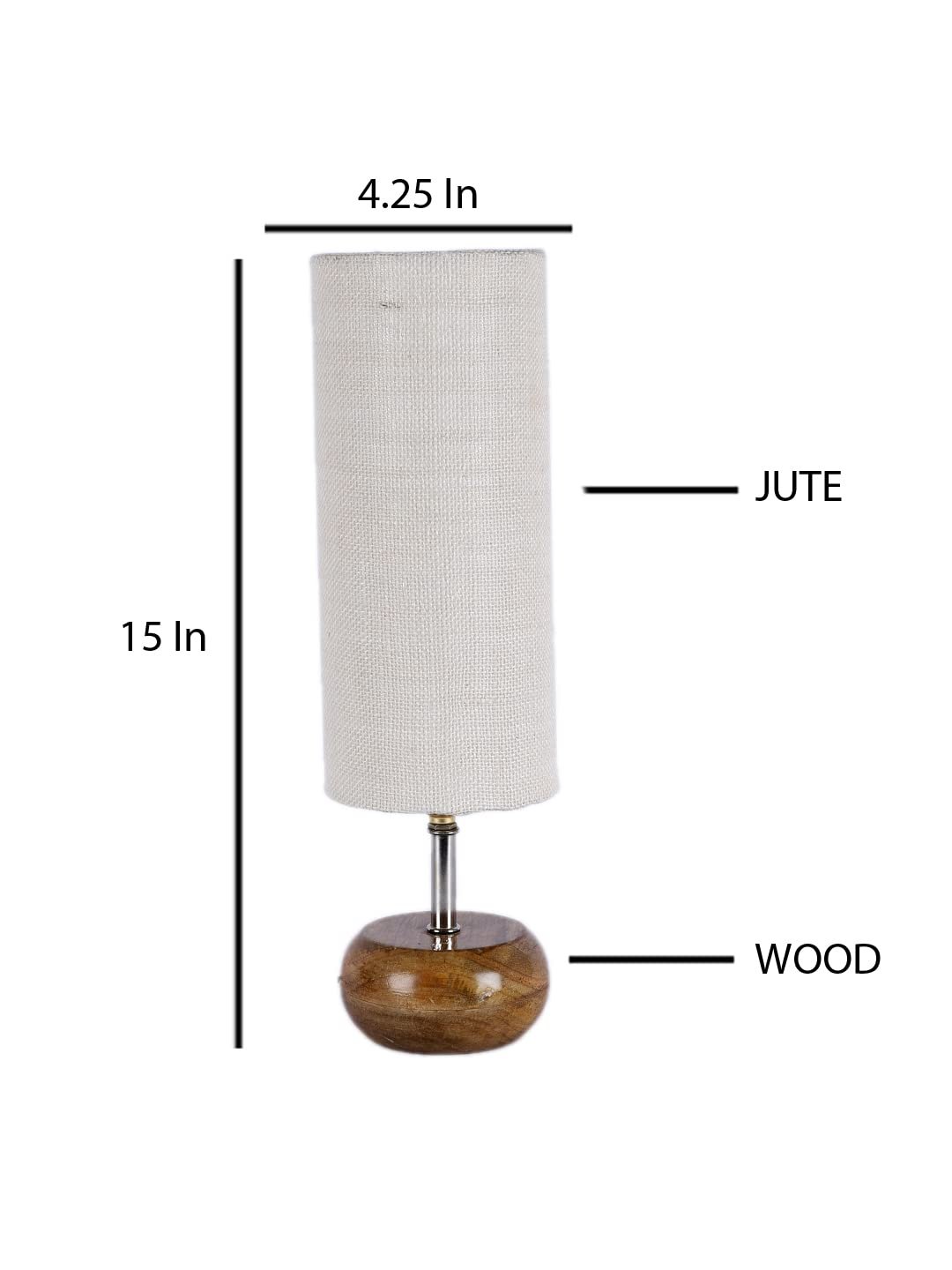 Wood Table lamp with White Jute Shade