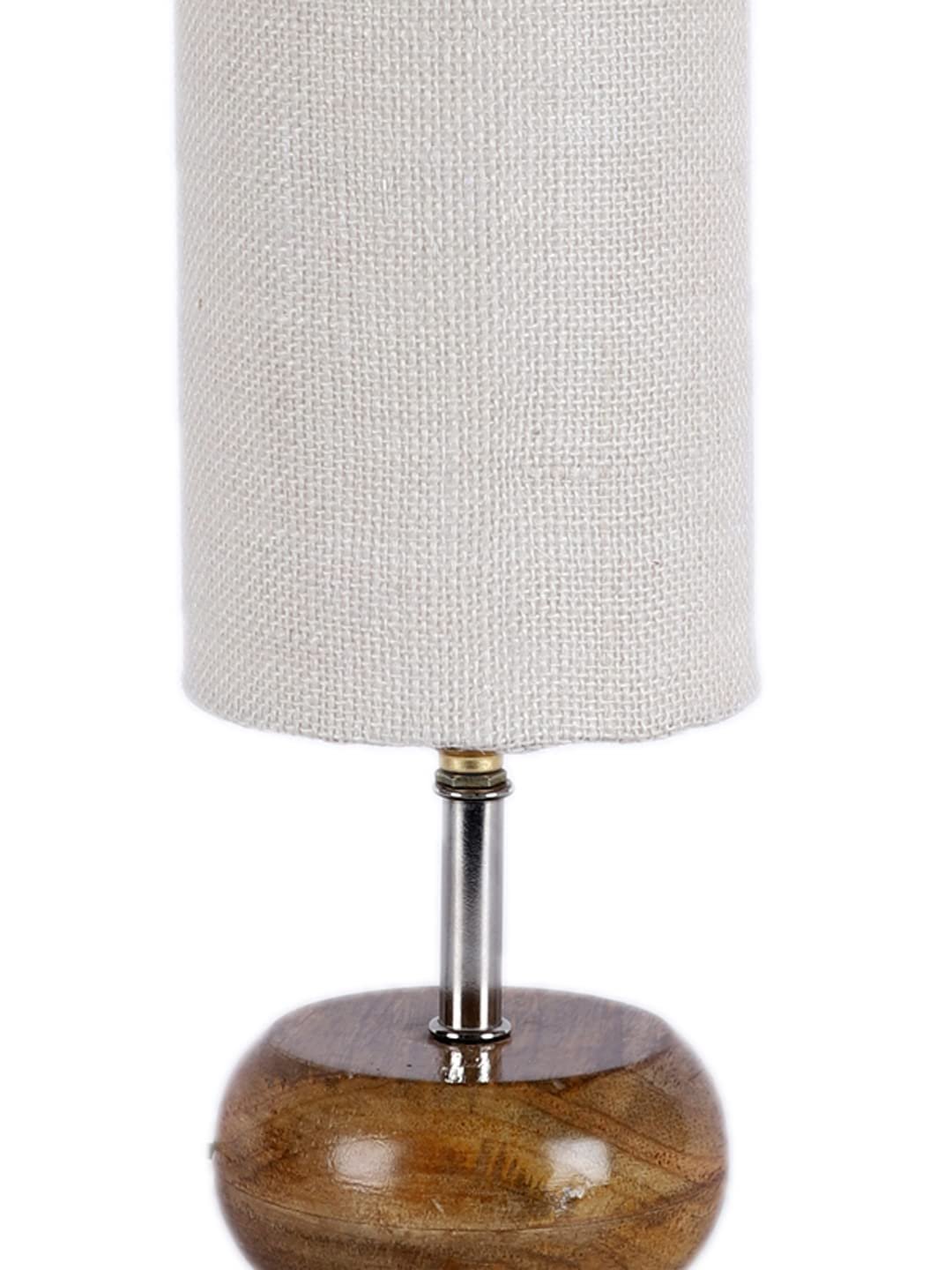 Wood Table lamp with White Jute Shade