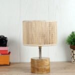 Wood Table lamp with Bamboo Shade