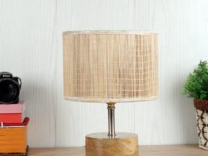 Wood Table lamp with Bamboo Shade