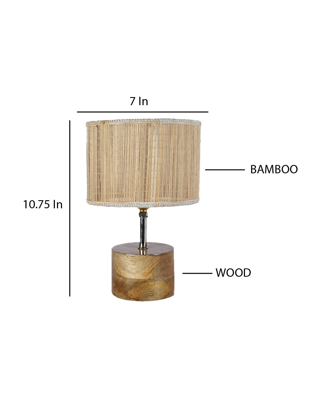 Wood Table lamp with Bamboo Shade