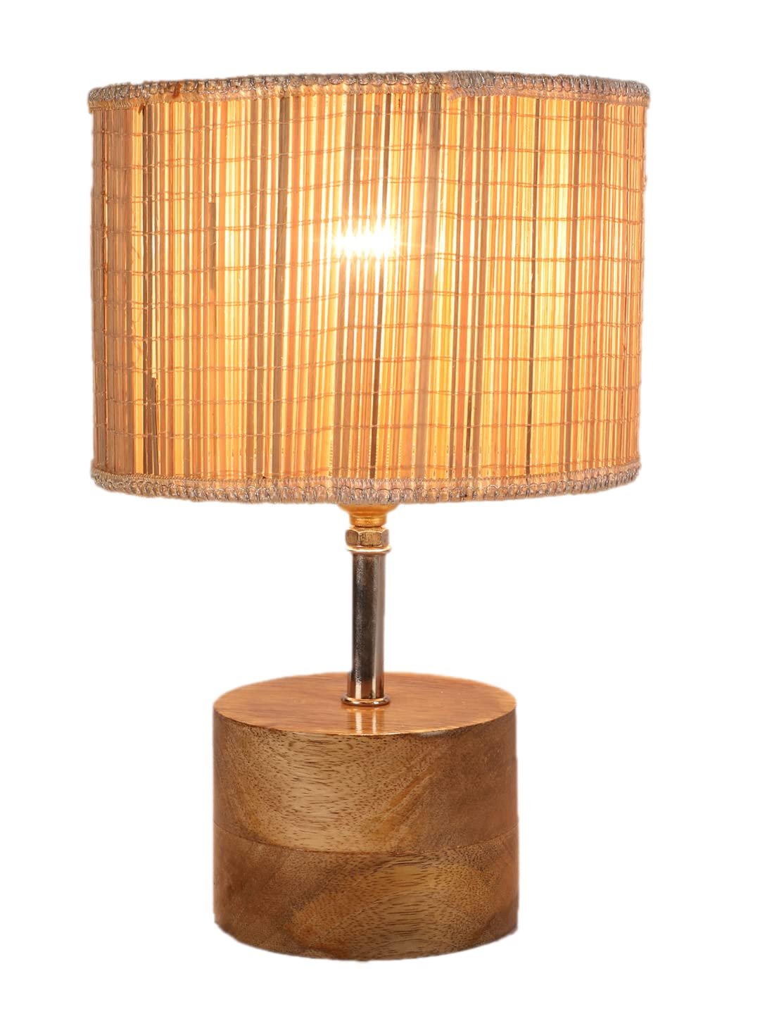 Wood Table lamp with Bamboo Shade