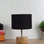 Wood Table lamp with Black Cotton Shade