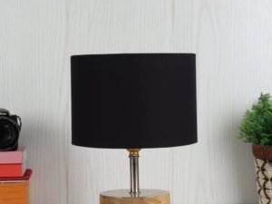 Wood Table lamp with Black Cotton Shade