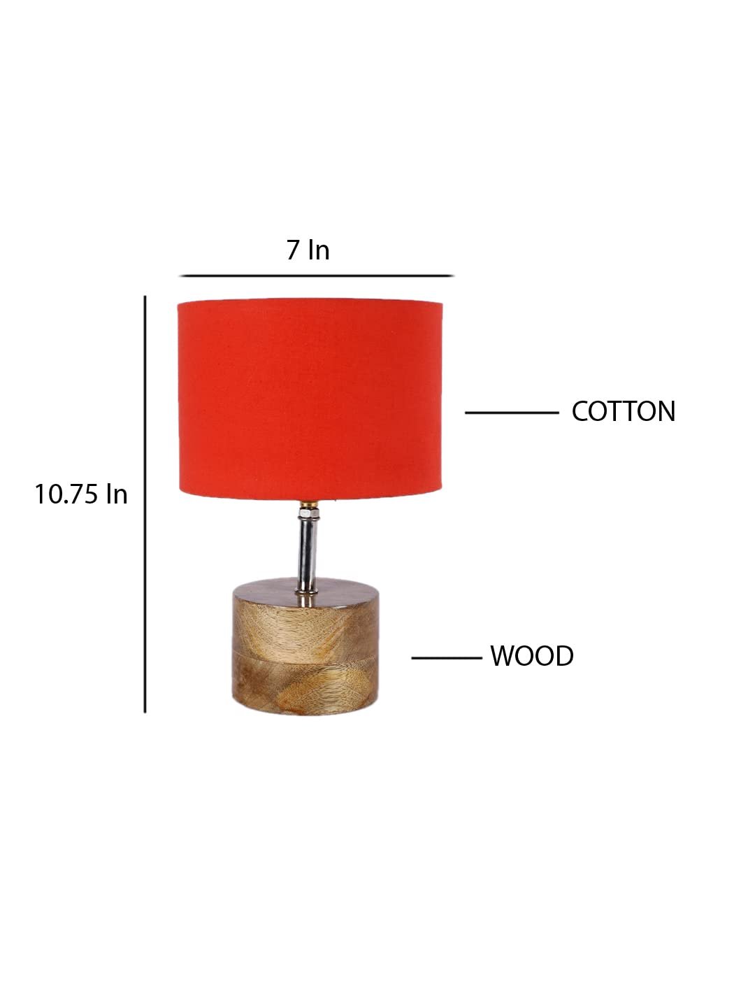 Wood Table lamp with Orange Cotton Shade