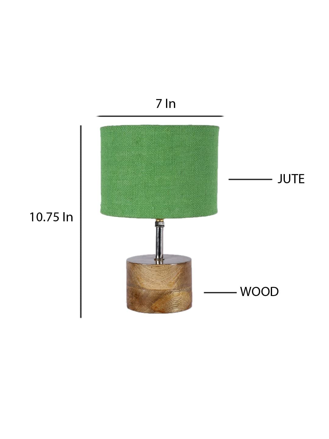 Wood Table lamp with Green Jute Shade