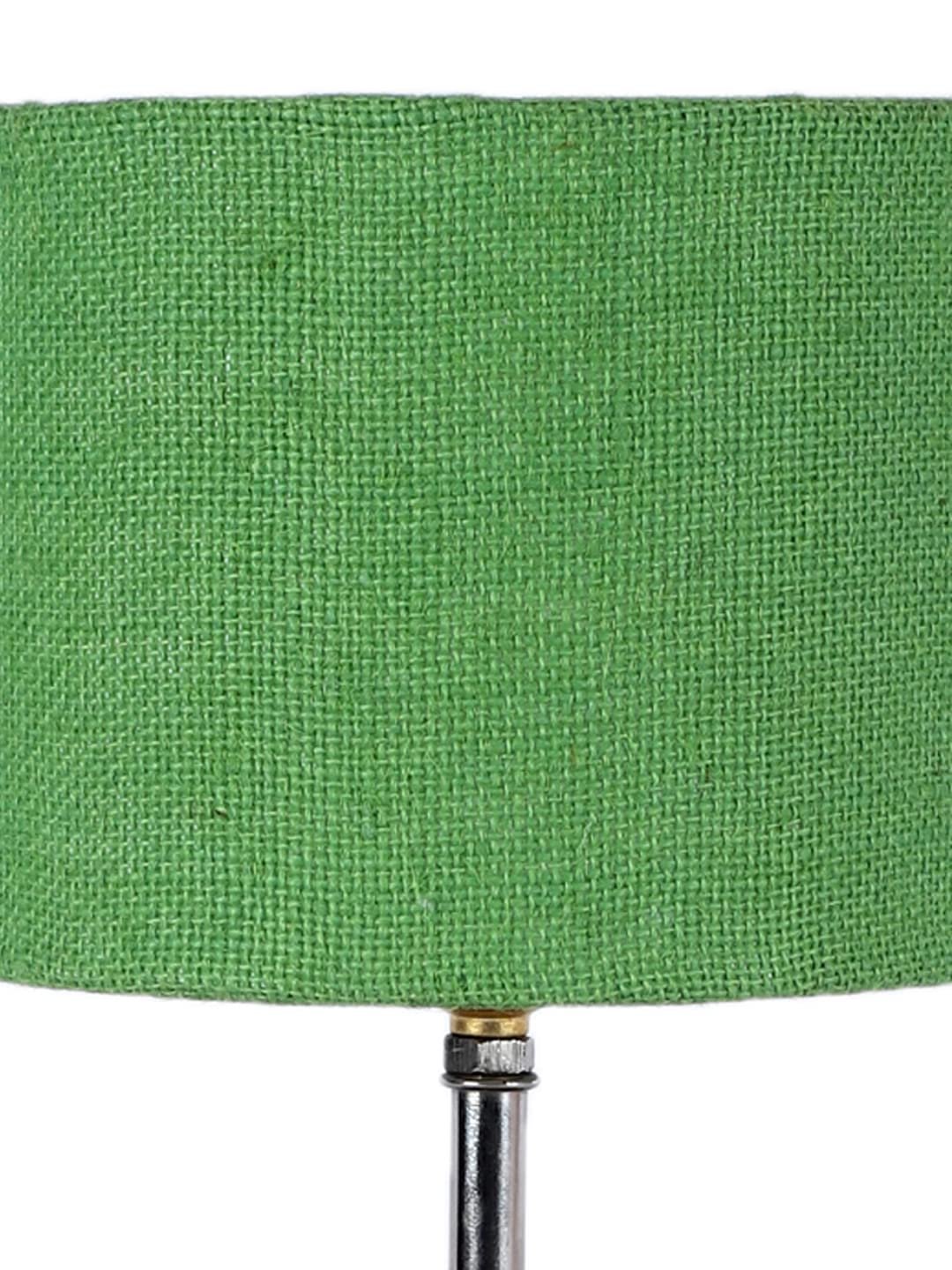 Wood Table lamp with Green Jute Shade