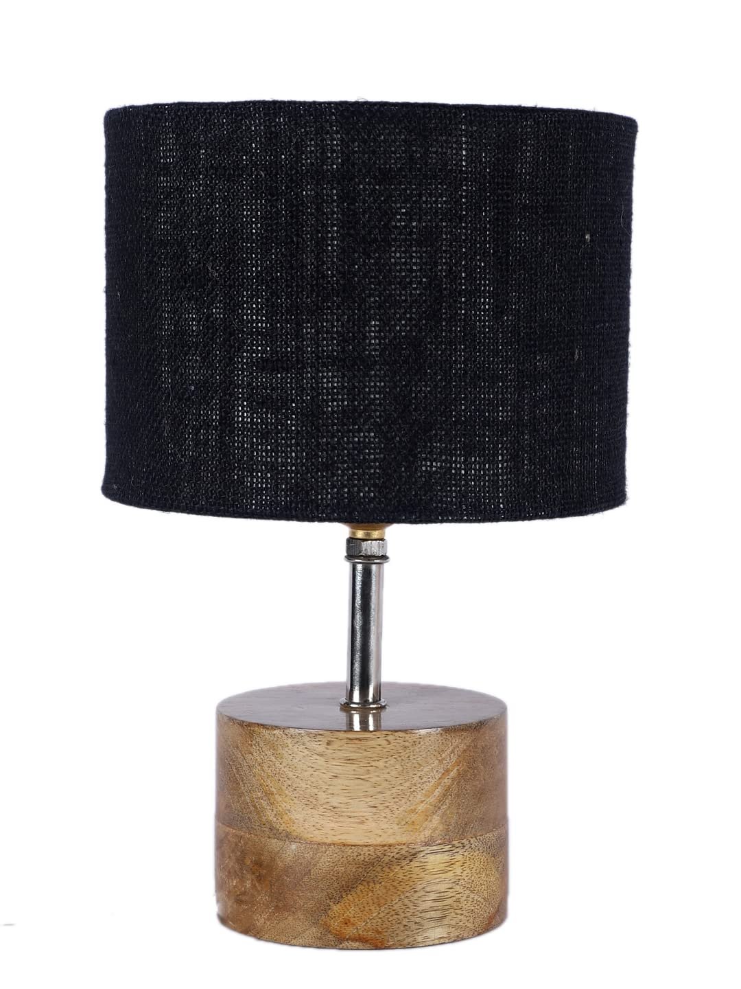 Wood Table lamp with Black Jute Shade