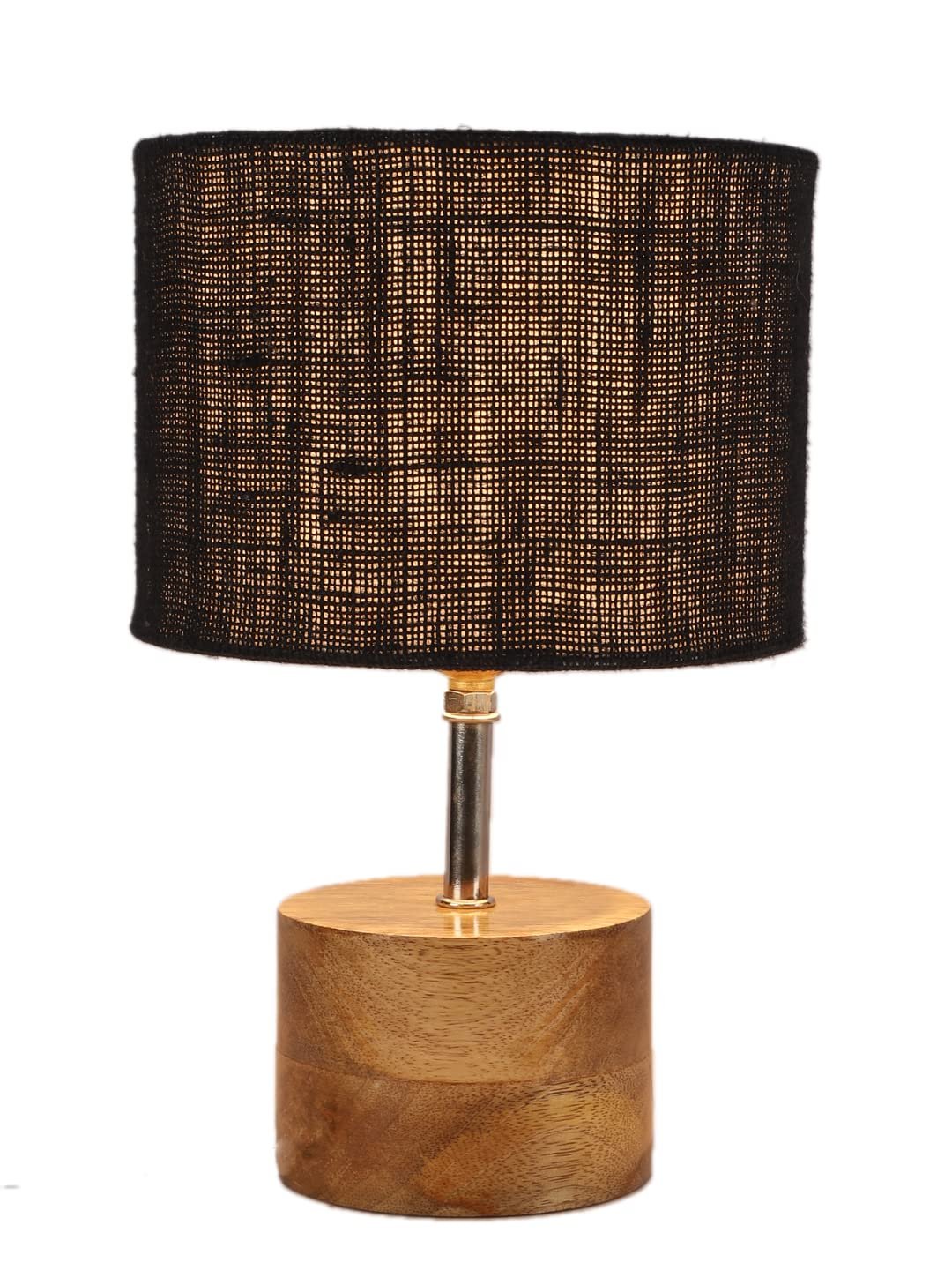 Wood Table lamp with Black Jute Shade