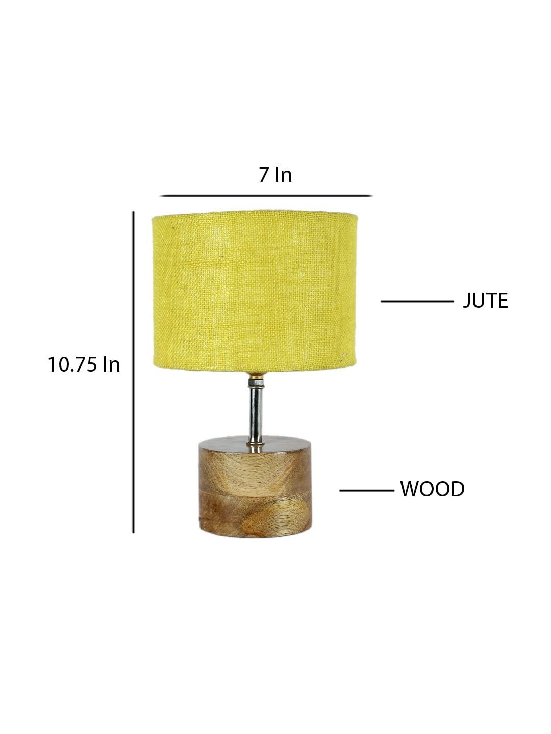 Wood Table lamp with Yellow Jute Shade