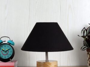 Wood Table lamp with Black Cotton Shade