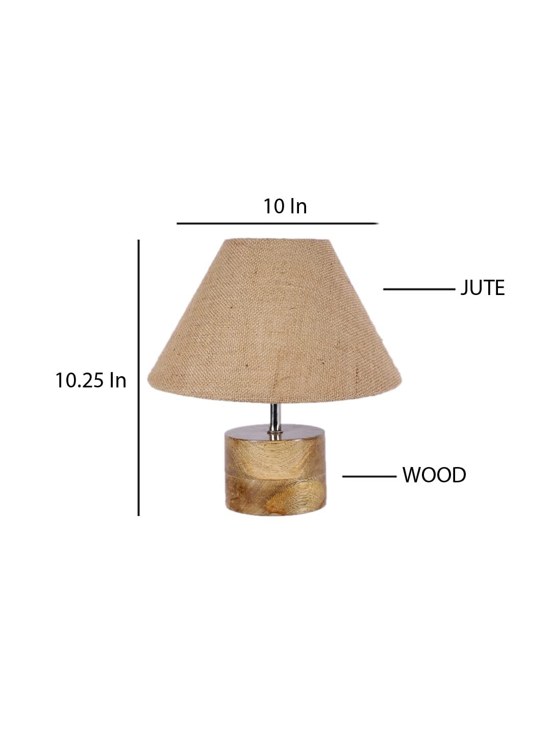 Wood Table lamp with Beige Jute Shade