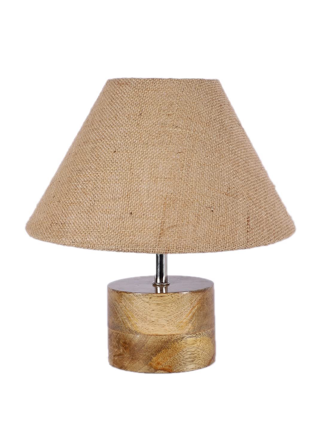 Wood Table lamp with Beige Jute Shade