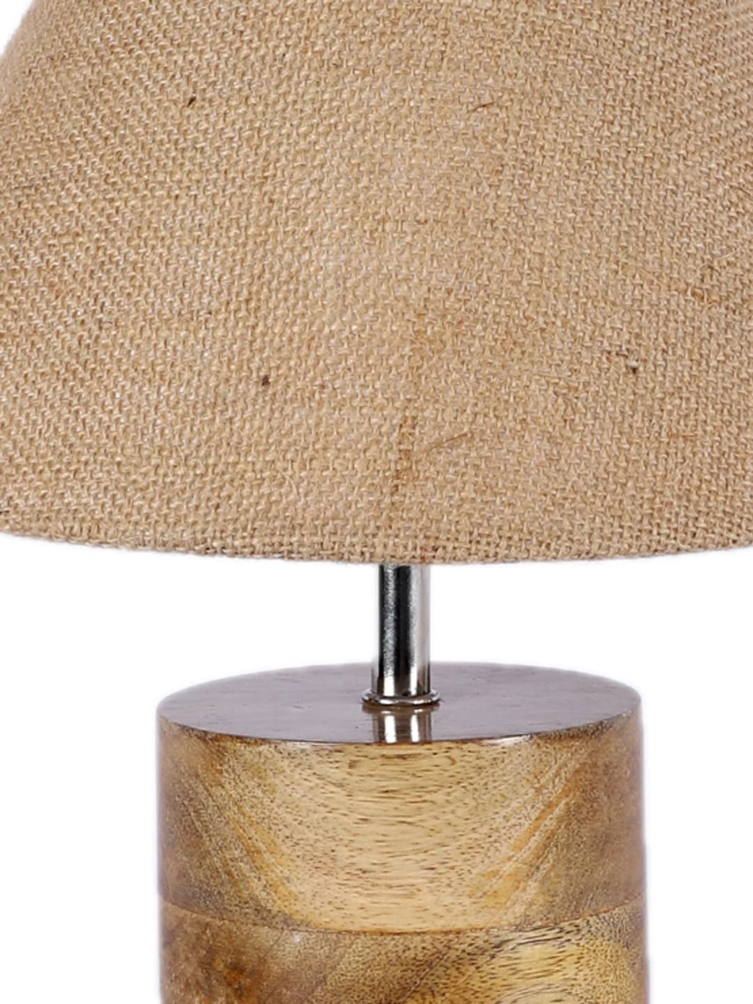 Wood Table lamp with Beige Jute Shade