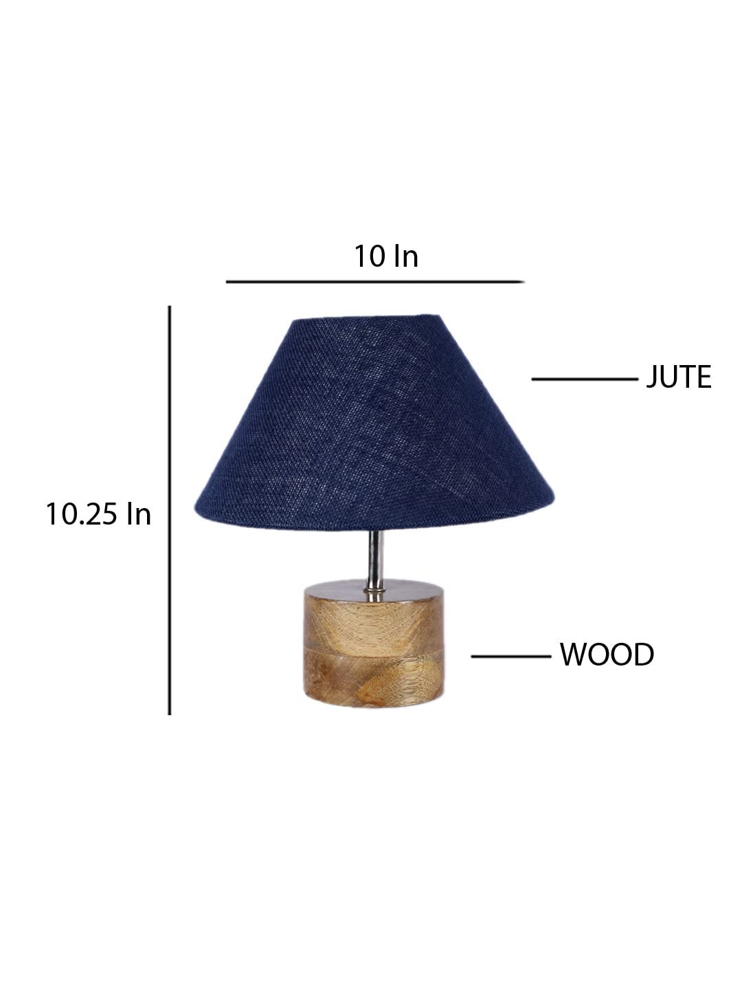 Wood Table lamp with Blue Jute Shade