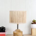 Wood Table lamp with Bamboo Shade