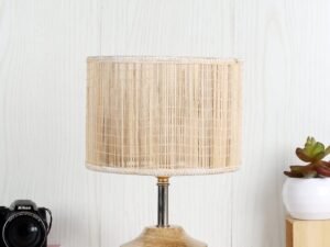 Wood Table lamp with Bamboo Shade