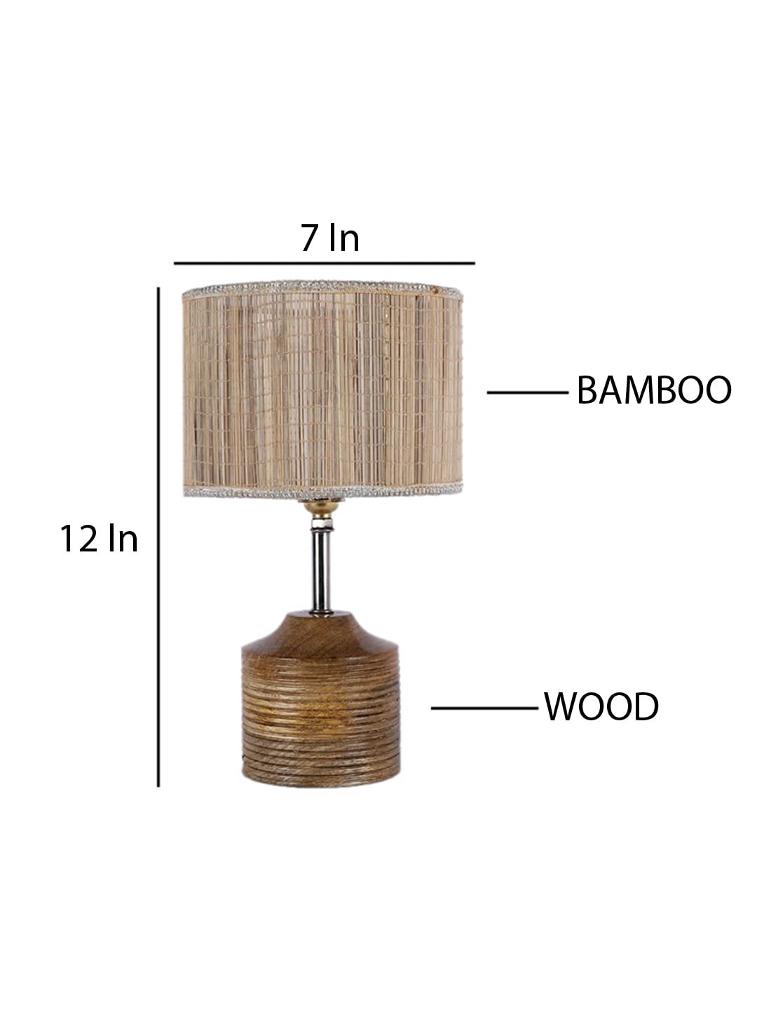 Wood Table lamp with Bamboo Shade