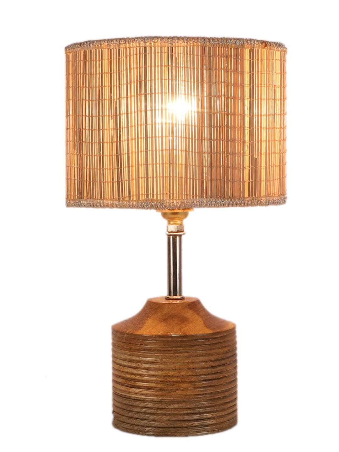 Wood Table lamp with Bamboo Shade