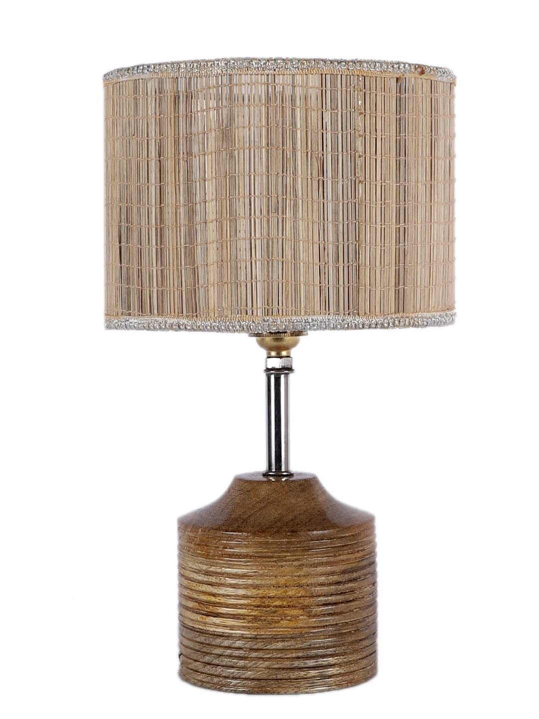 Wood Table lamp with Bamboo Shade