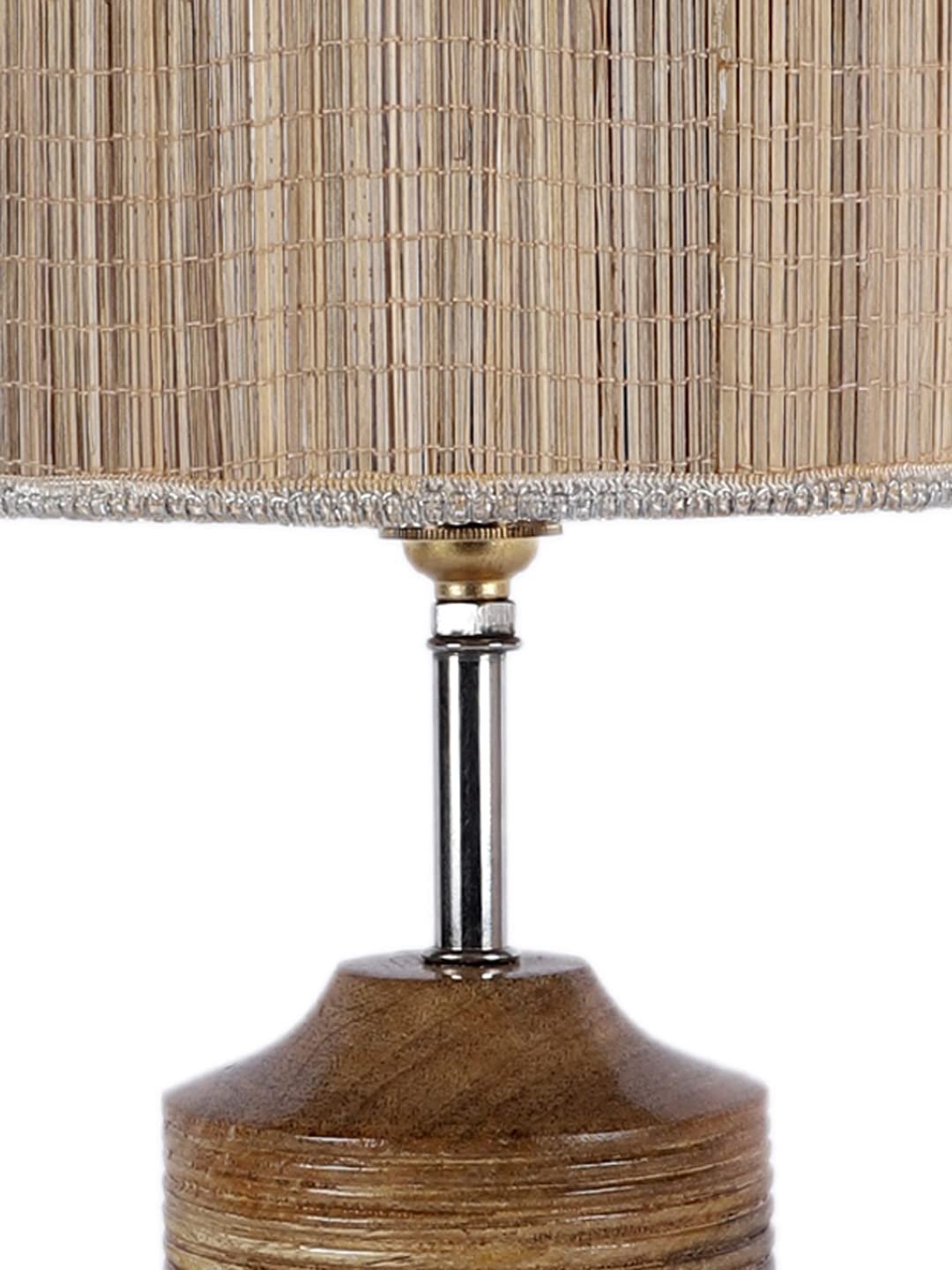 Wood Table lamp with Bamboo Shade
