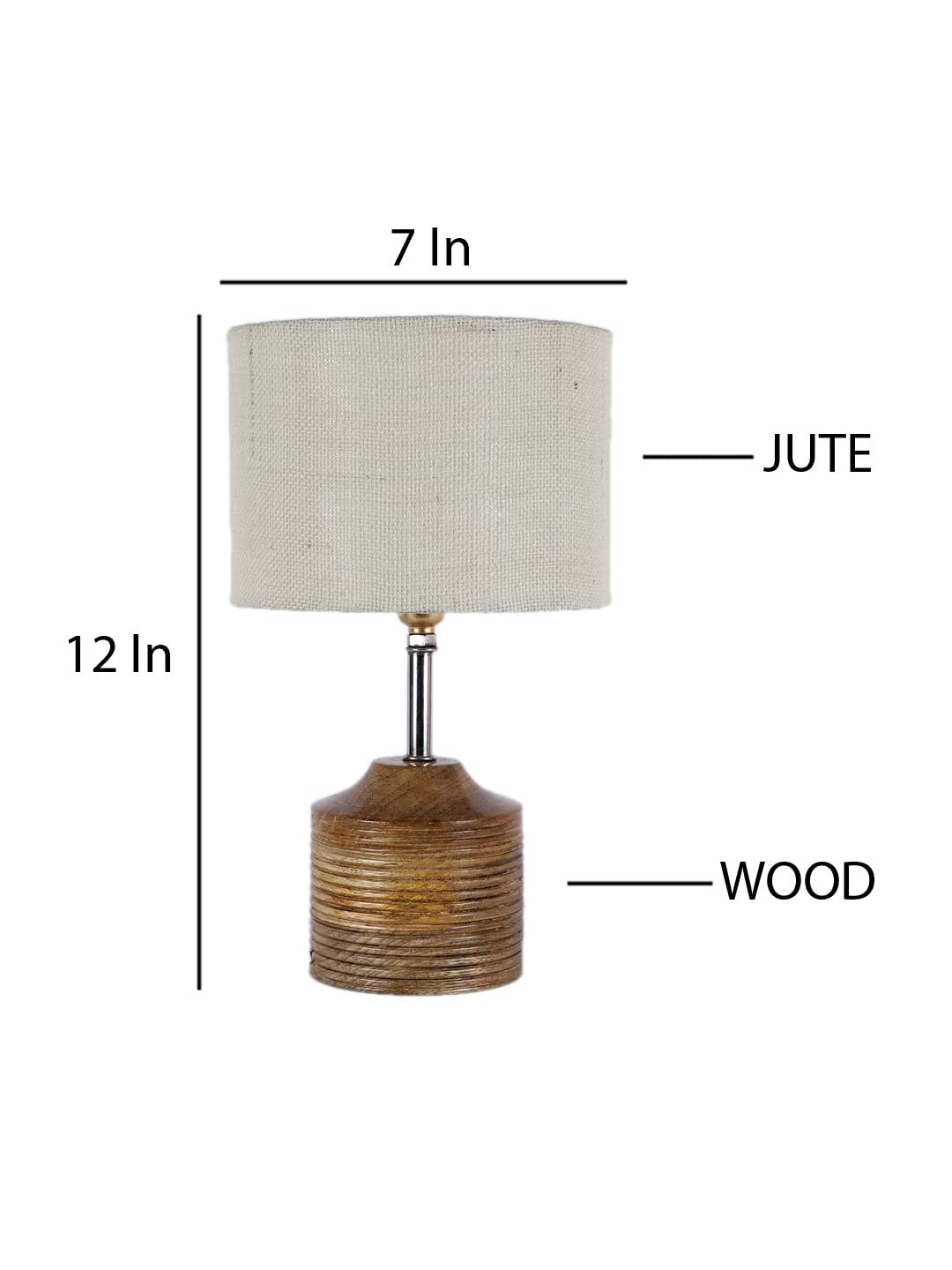 Wood Table lamp with White Jute Shade