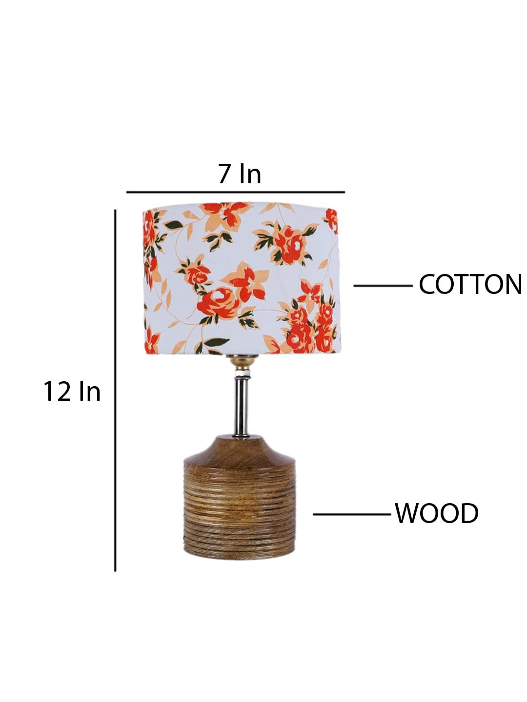 Wood Table lamp with Multicolor Cotton Shade