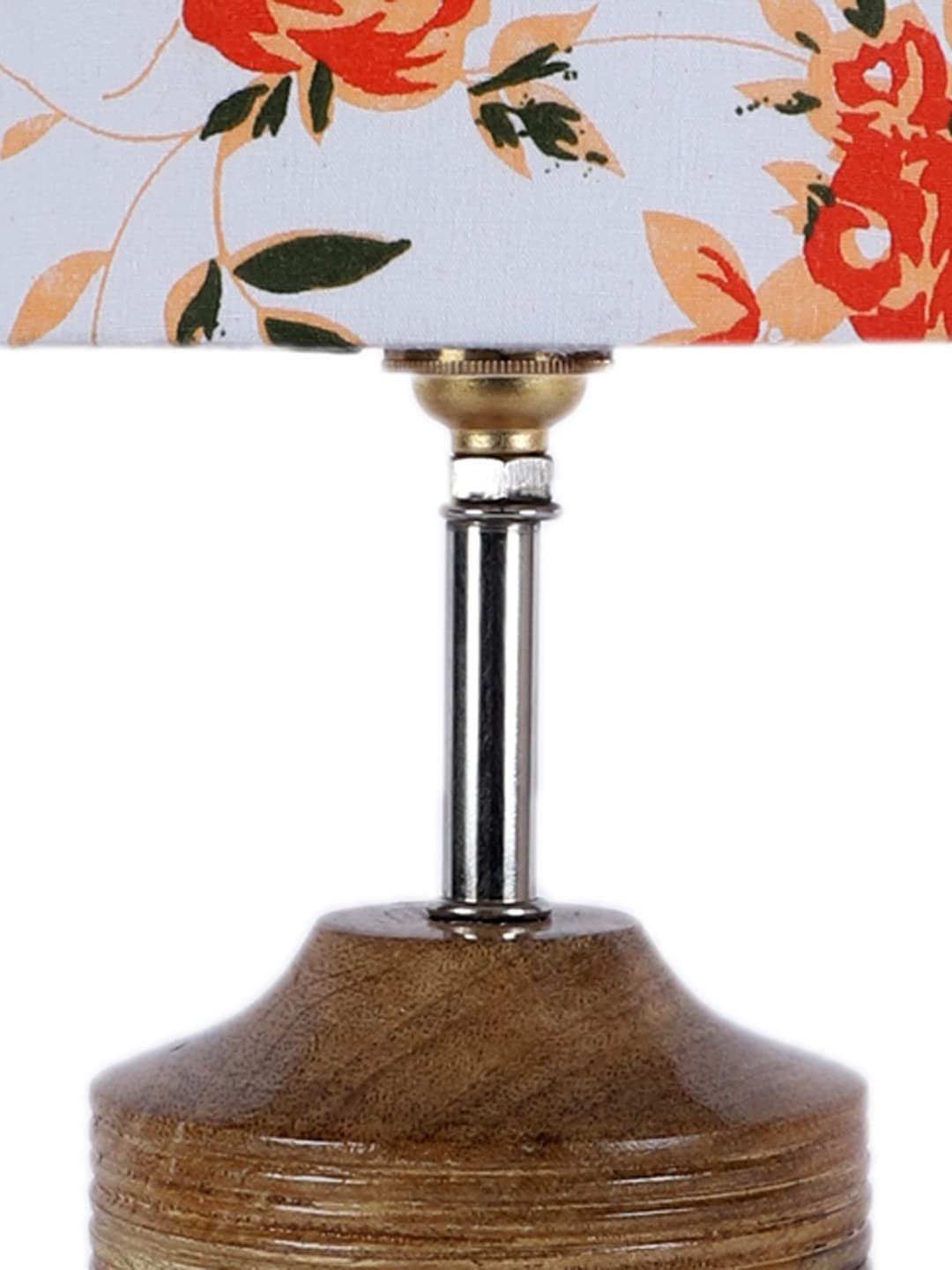 Wood Table lamp with Multicolor Cotton Shade